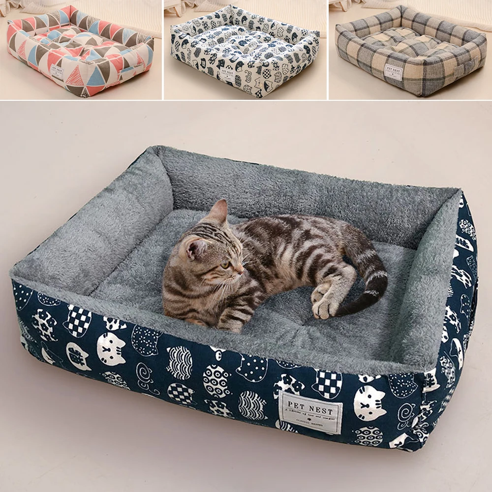 

Square Bed for Dog Cat Super Soft Pet Kennel Seasons Universal Removable and Washable Summer Pet Cat Kennel Cama para mascotas