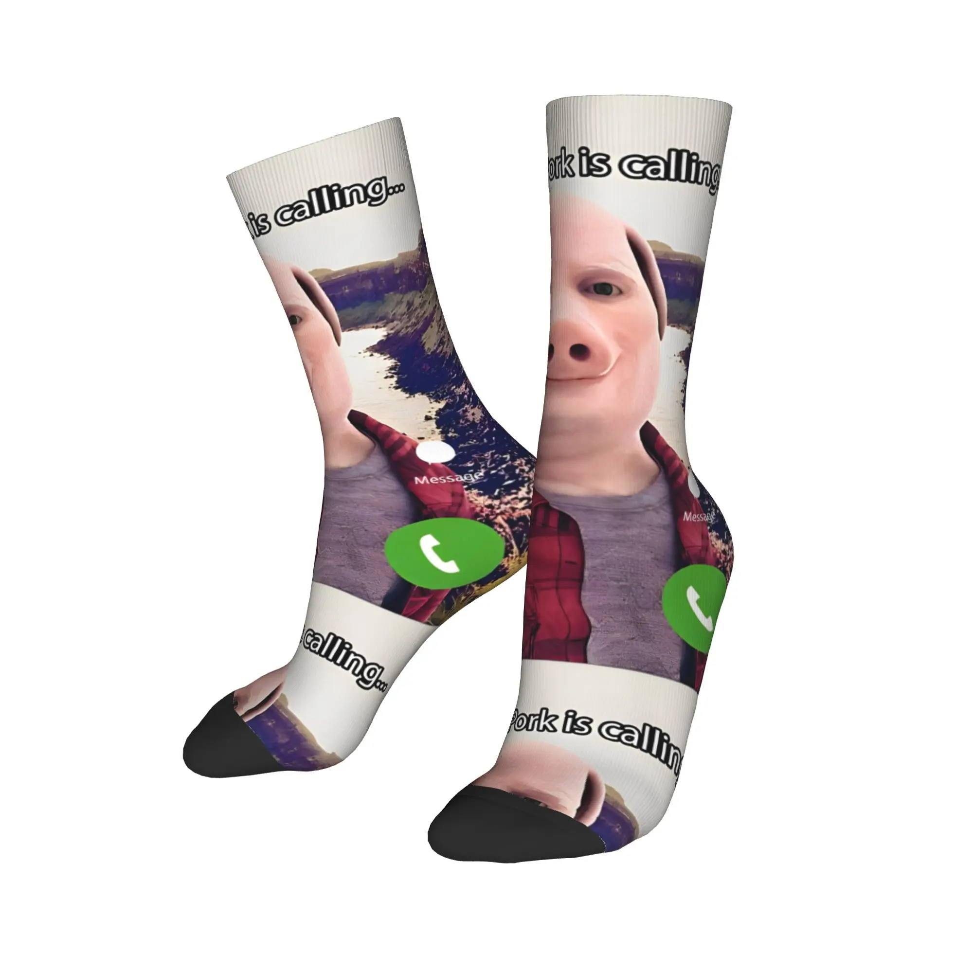 Autumn Winter Casual Men's Women's John Pork Is Calling Socks  Breathable Soccer Socks,