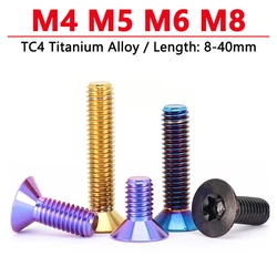 1pc Titanium Bolt M4 M5 M6 M8 Torx Flat Countersunk Head Screw Motorcycle Refitted Oil Cup Cover Screws Length 8-40mm TC4
