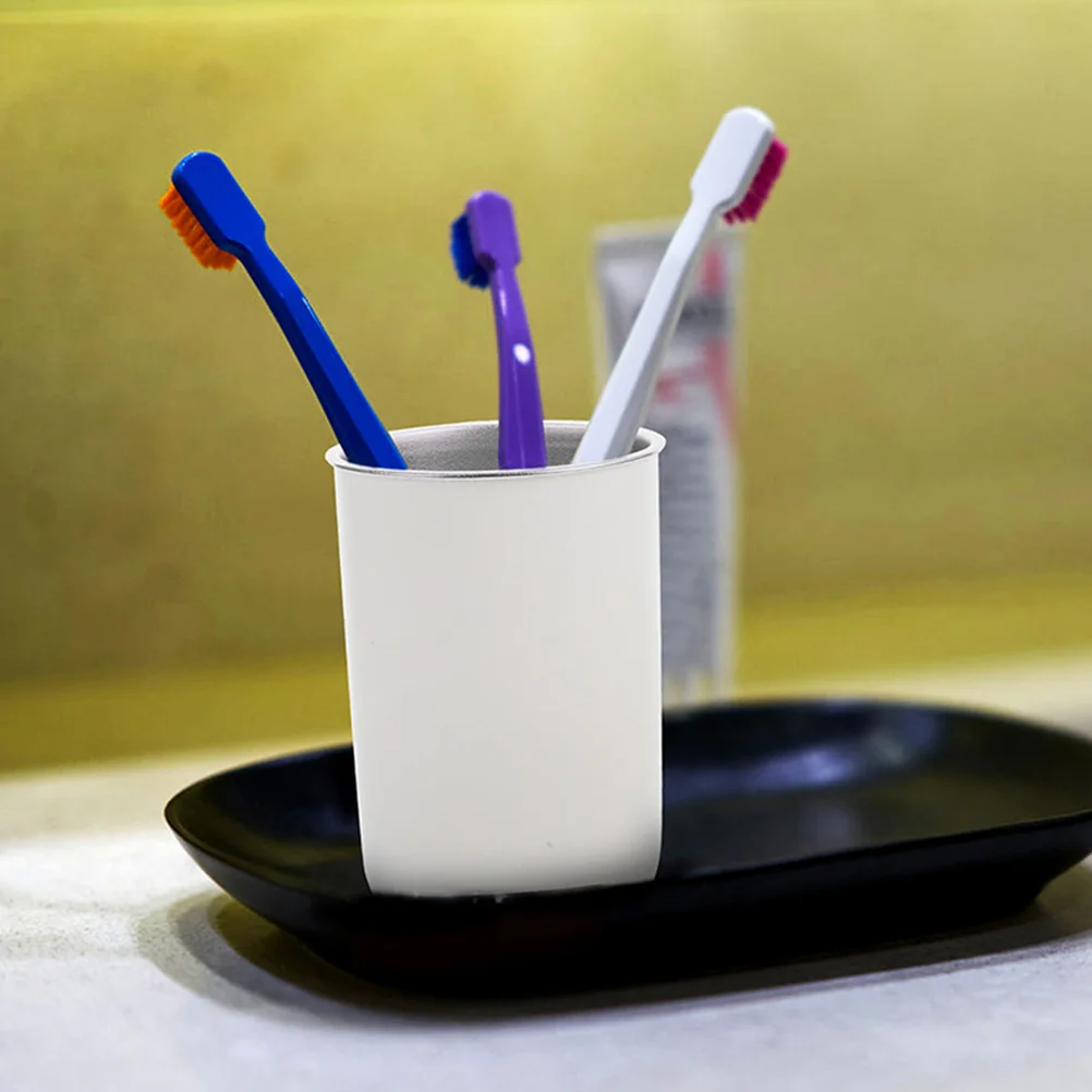

2pcs Toothbrush Cup Stainless Steel Compact Lightweight Reusable Mouthwash Cups Travel Tumbler Bathroom Wash Kids