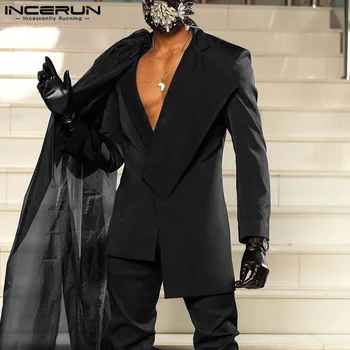 INSERUN-メンズ長袖ブレザー,パッチワークスーツ,カジュアルな個性のトップス,デザイン,アメリカンスタイルのファッション