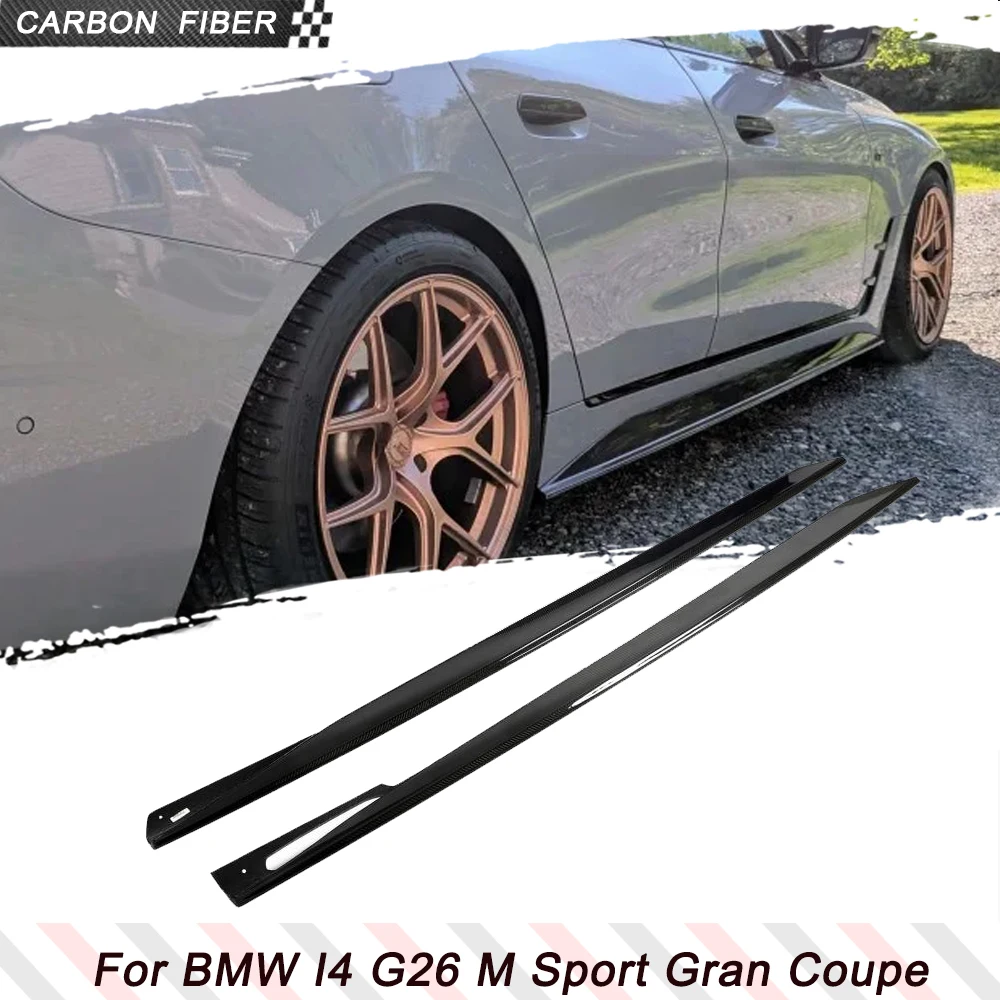Carbon Fiber Car Side Skirts Extention Lip Body Kits For BMW 4 Series I4 G26 M Sport Gran Coupe 2021-2023 Side Door Apron Lip