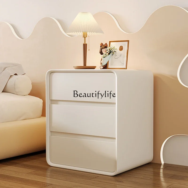 

FG28modern cream style minimalist solid wood three-layer high 55 Italian light luxury leather installation-free storage cabinet