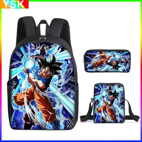 3 st/set Dragon Ball 3D-tryckta tecknade skolväskor för pojkar och flickor, Goku Primary för barn, present till skolstart, mochila 6 best sales Goku-ryggsäck - №2