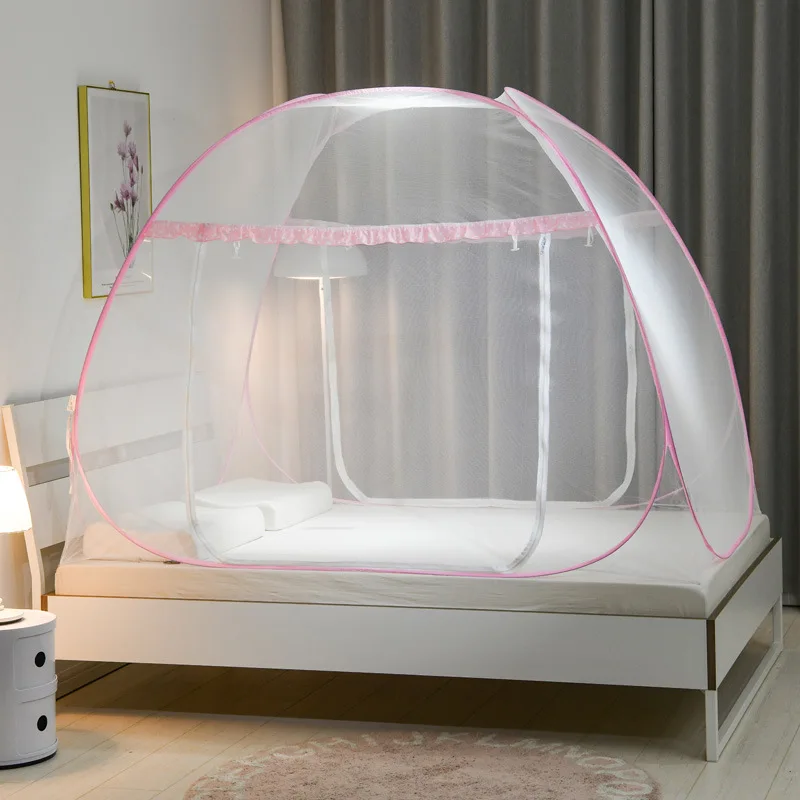 Simple Style Pure Color Yurt Mosquito Net Installation-free Full-bottom Home Mosquito Net Summer Universal Anti-mosquito Tent