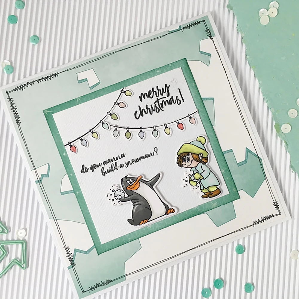 Winter Penguins Boys and girls Christmas Gnomes Clear Stamps and Dies for DIY Scrapbooking Photo Album Card Make Crafts Supplies