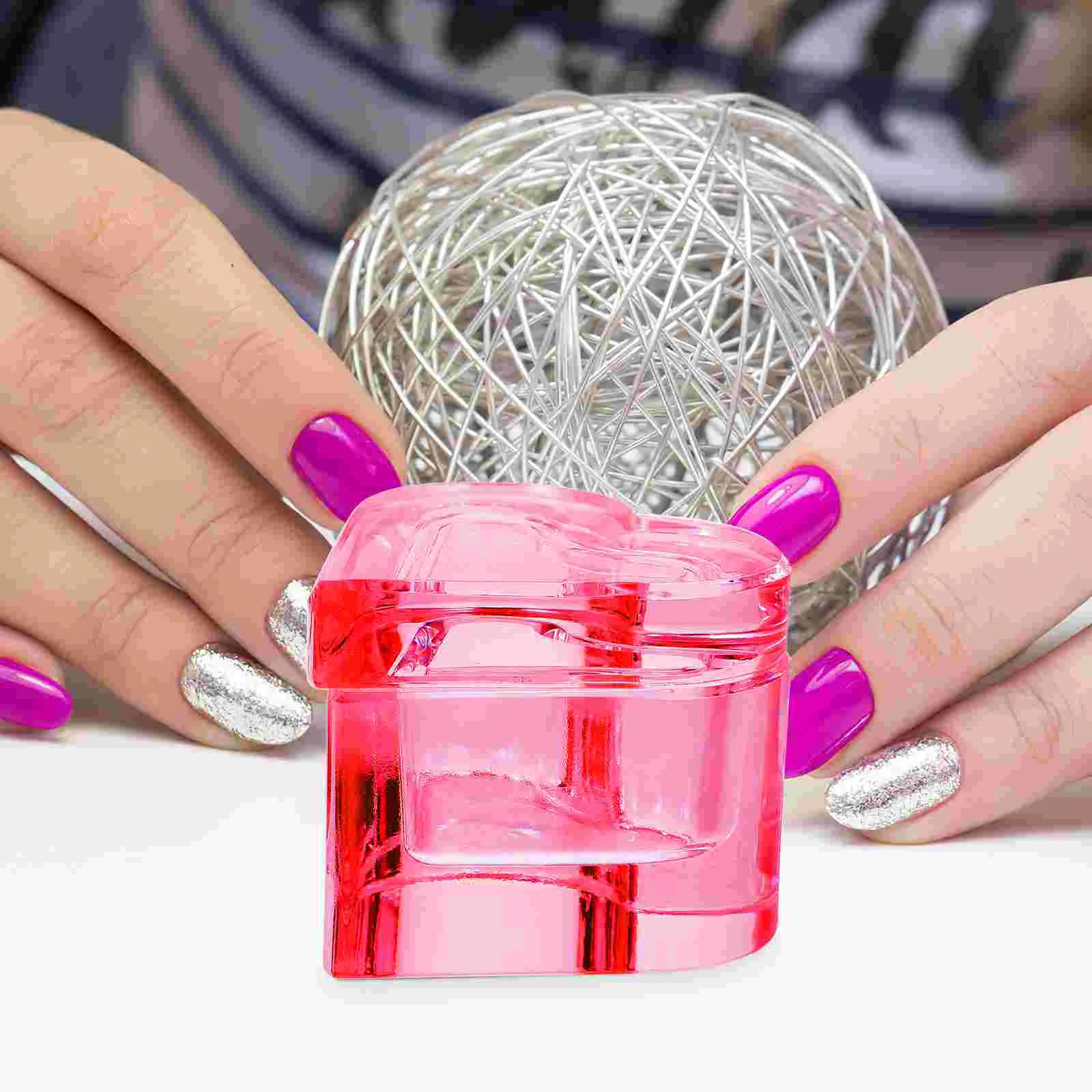 Glass Dappen Monomer Dish Heart Shaped Crystal Acrylic Nail Cup Lid Acrylic Liquid Powder Dappen Bowl Dish Nail Manicure