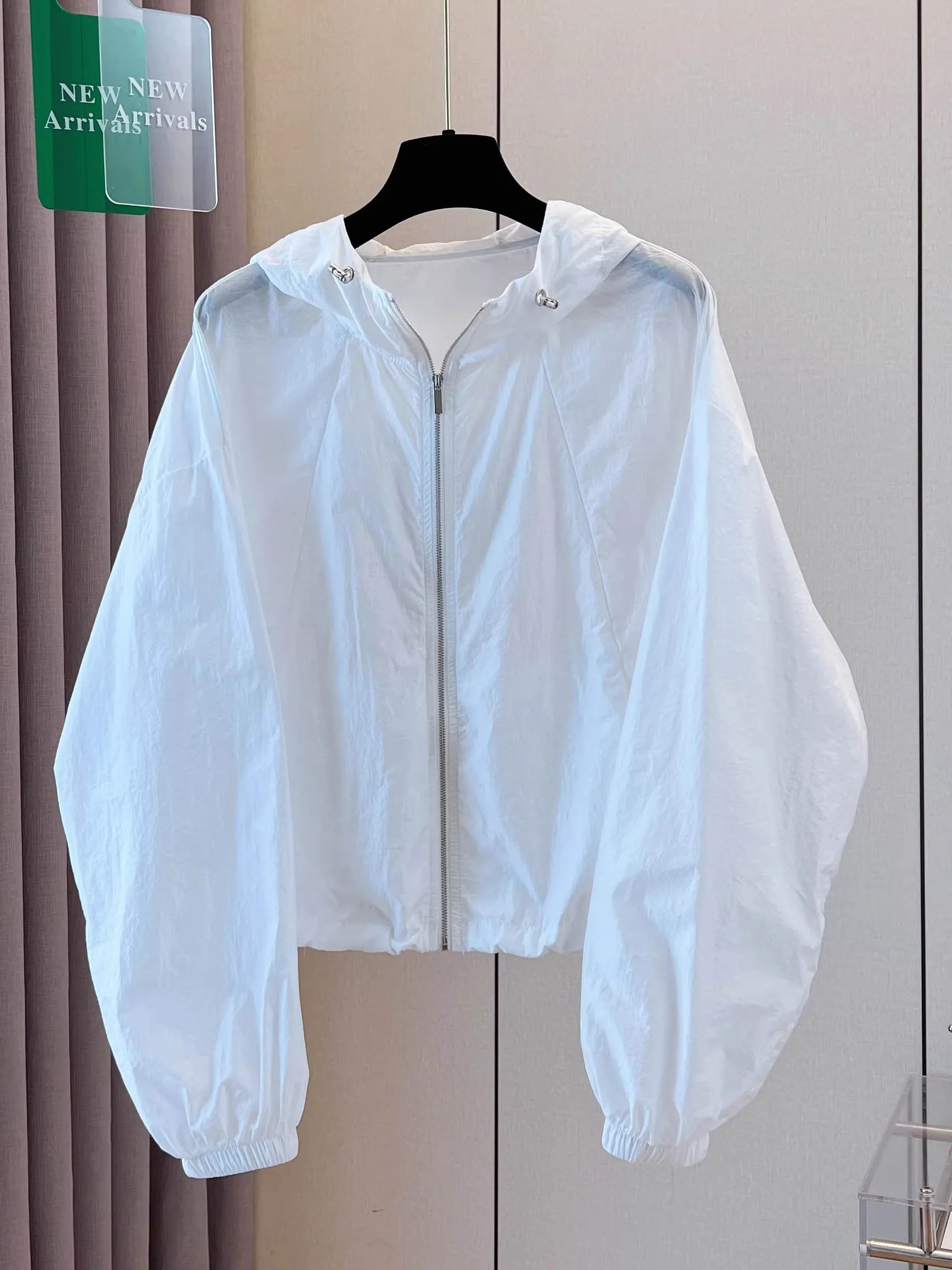 Candy Colored Women's Light Weight Open Cardigan UV Protection Coat Purple Summer Hat Included Small Size Short Outerwear