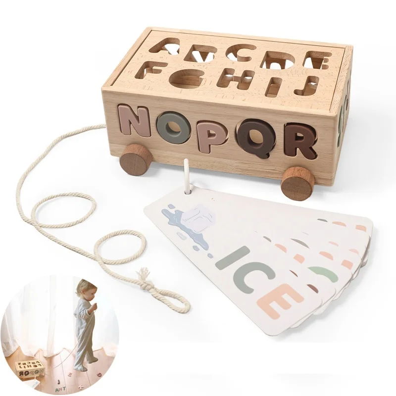 

Wooden Montessori Toy Building Blocks Early Learning Educational Toy Alphabet ​Shape Matching Intelligence Toy Car Children Gift