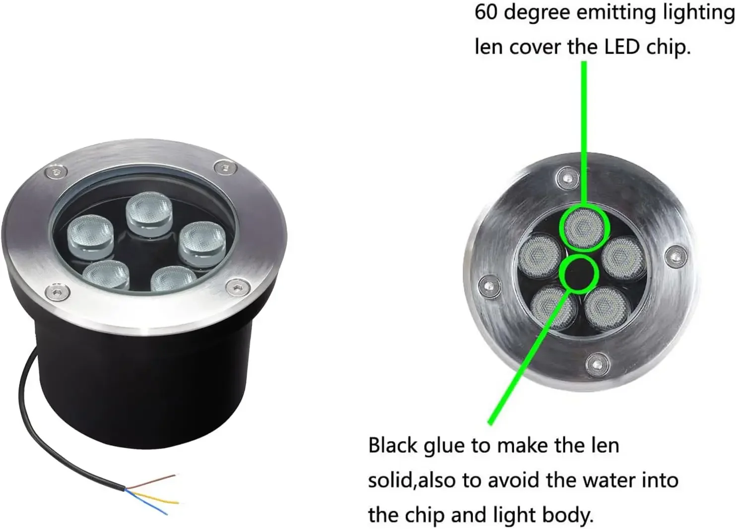 Outdoor Recessed Pathway Lights for Patio,Step,Driveway, Landscape Lighting, Line Voltage, 220V,Diameter 4.72 inches, 5W