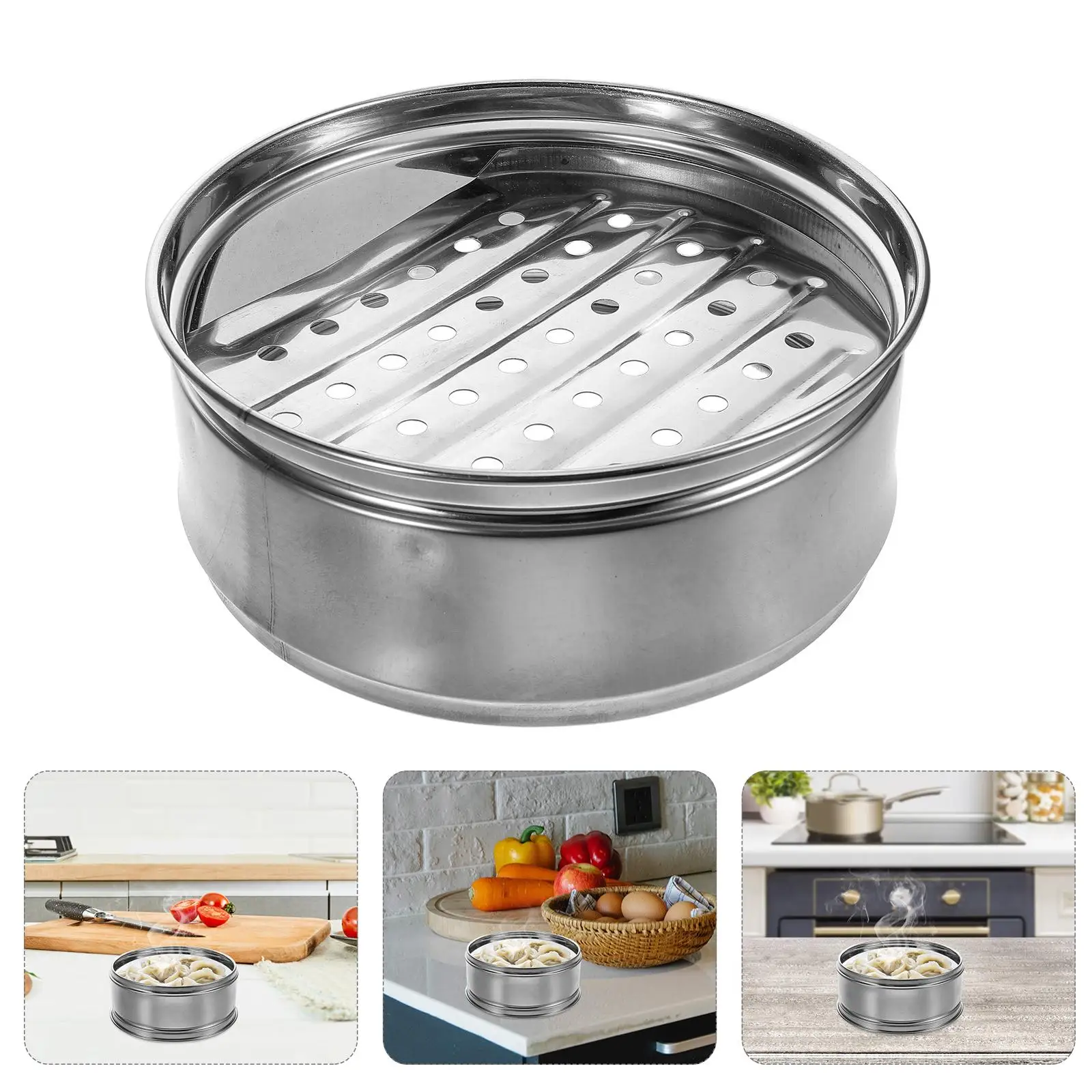 Stainless Steel Veggie Rice Steamer Food Rice Dumpling Fish Thicken Commercial Earless Steel Bottom Dim