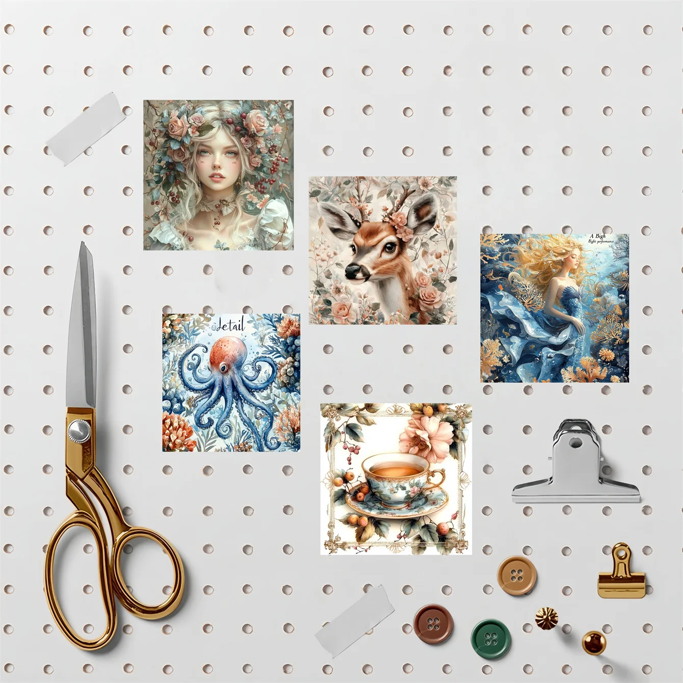 24pcs cute Watercolor Ocean Creatures Girl graffiti stickers, stationery, notebook, account materials, phone  luggage, guitar