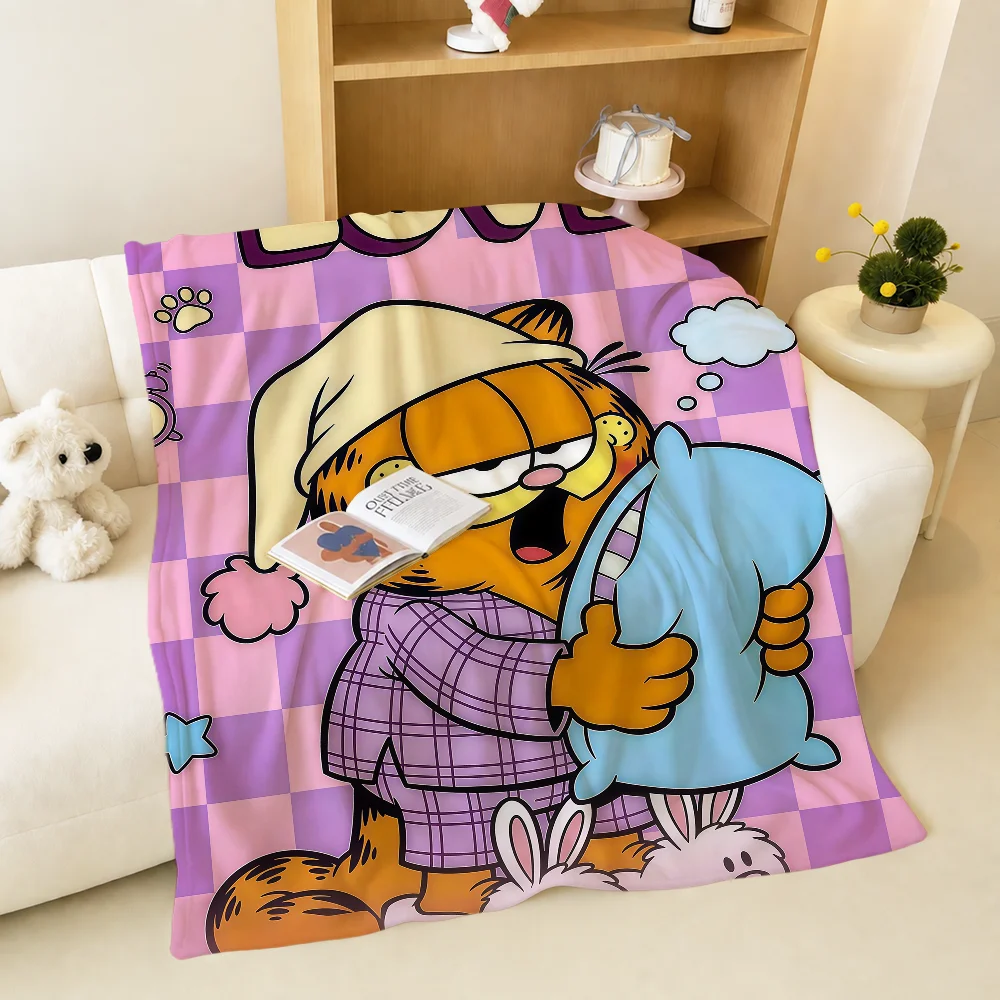 Cute Fun Christmas Art Birthday Warm Soft Plush Blanket Sofa Living Room Nap Home Bedroom G-G-GarfieldS-S Gift Flannel Pet Hogar