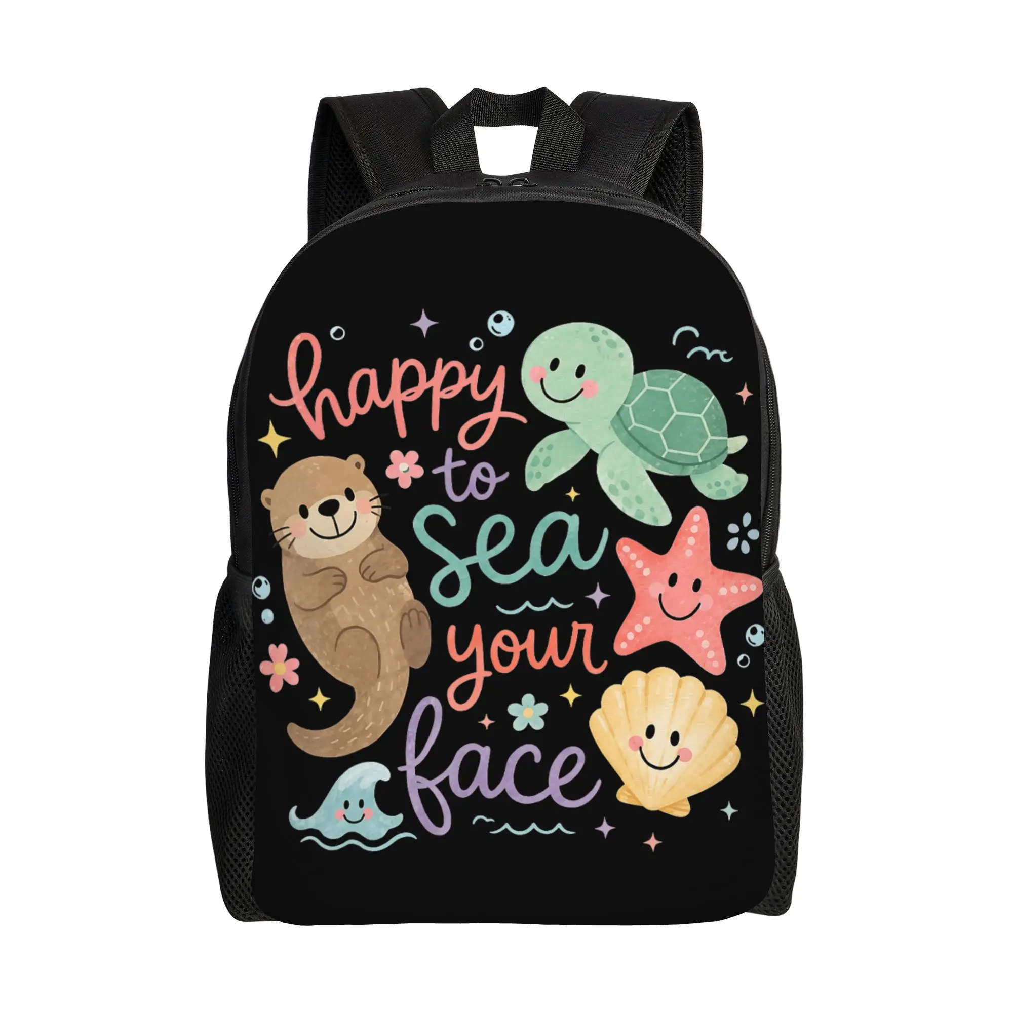 Happy to Sea Your Face Teacher Back to School Ocean Backpack Unisex  Big Backpacks Polyester Streetwear School Bags Rucksack