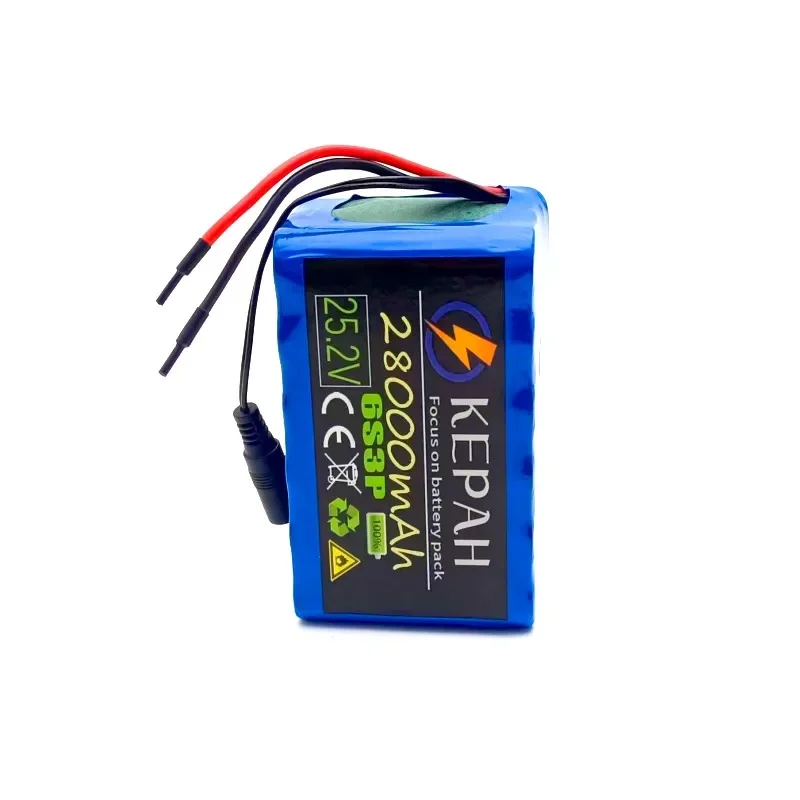 25.2v 28Ah 28000mAh 18650 Lithium Battery Pack 6S3P for Electric Bike Scooter Lawn Mower Toy Battery BMS+25.2V 2A Charger