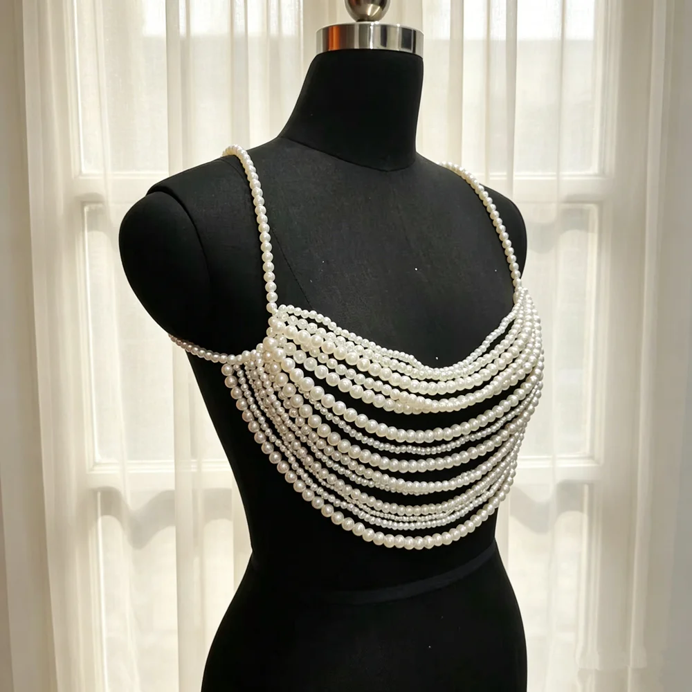 Beaded Body Chain Necklace Beach Accessory Bikini Top Chain Festival Music Concert Activity Suitable Body Jewelry Decoration