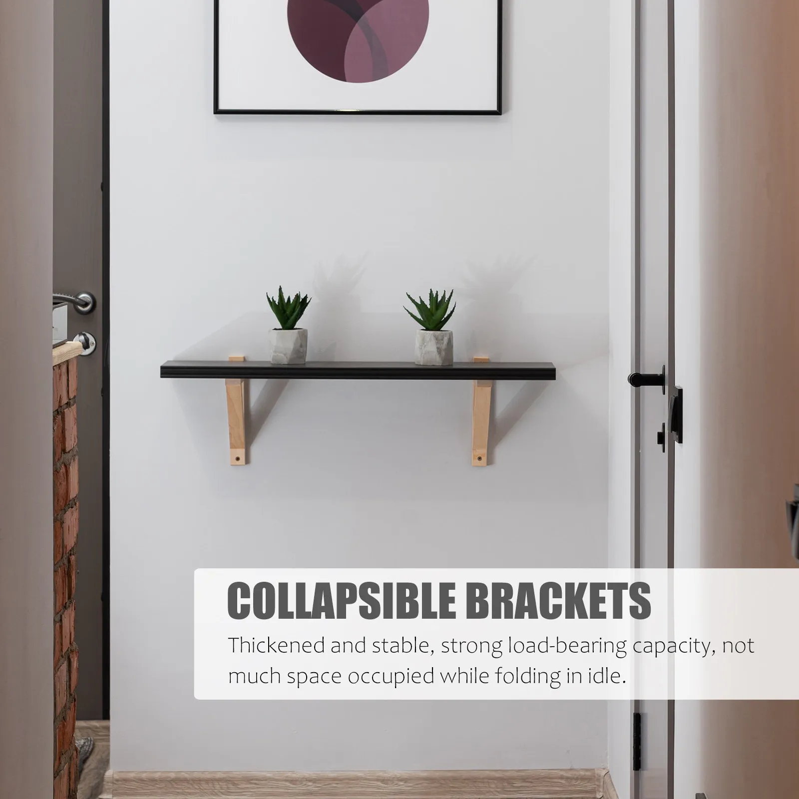 2Pcs 8 Inch Folding Wall Mounted Shelf Bracket Stainless Steel Triangle Brackets Heavy Duty L Shaped Foldable Support Space