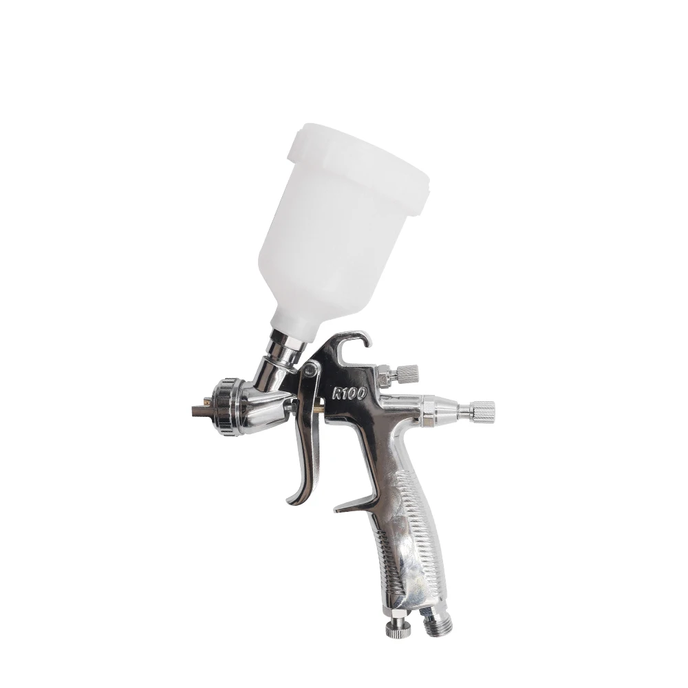 R100 Aluminium Gravity Feed Pneumatic Spray Paint Gun With Air Compressor and Pressure Regulator