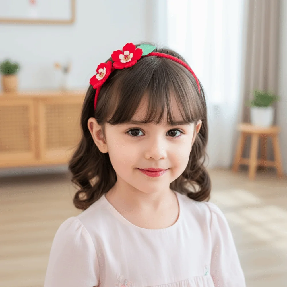 

Красная бабочка в китайском стиле, повязка на голову с шариковой кисточкой, древний головной убор, жемчужный цветок, милый новогодний обруч для волос для дома