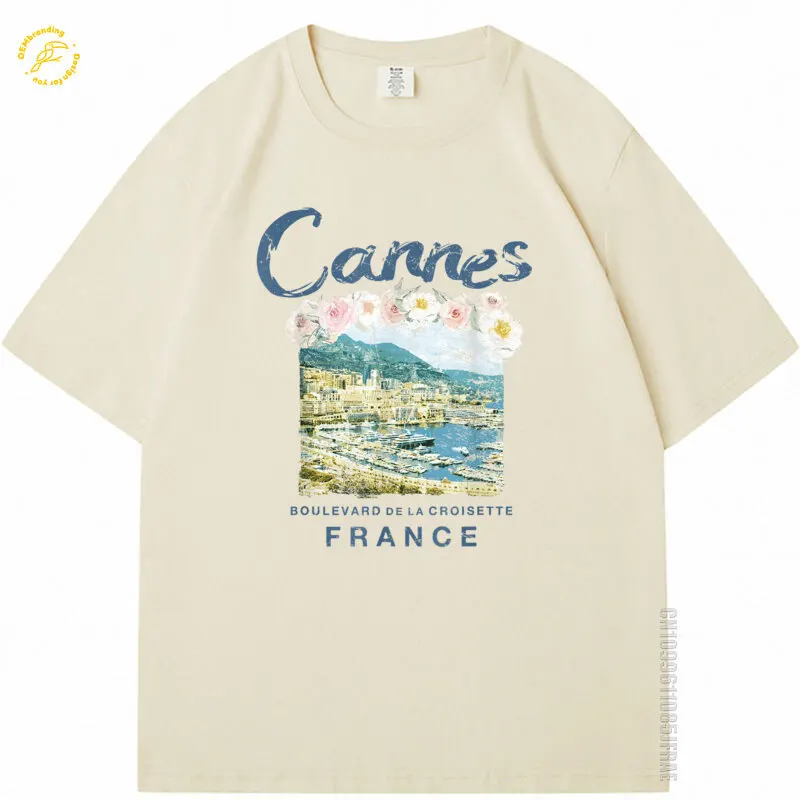 

France Cannes Cotton Tshirt Man French Riviera Vintage 2025 Hot Tee Travel T Shirt Oversized T-Shirt Clothes 한국인 후기 많은 옷 반팔