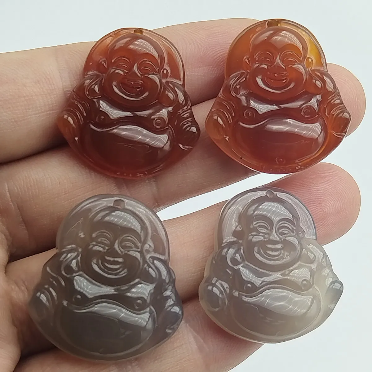 Wholesale 100% Nateral Agate Pure Hand Polished Carving Laughing Buddha Pendant