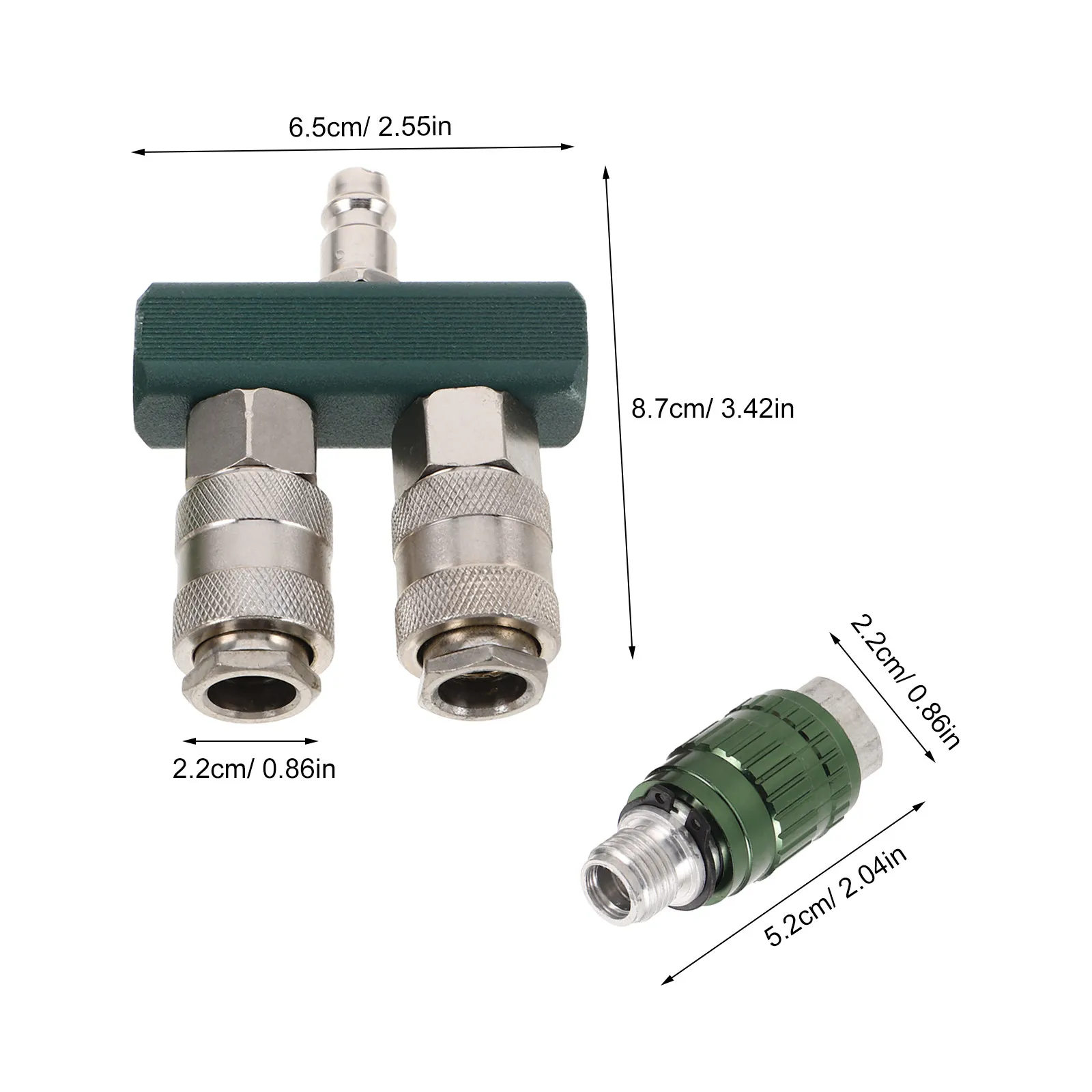 Air Hose Connectors Quick Connect Pneumatic T-Connector Compressor Splitter Line Couplers 14Pt Male Plug Socket Fitting