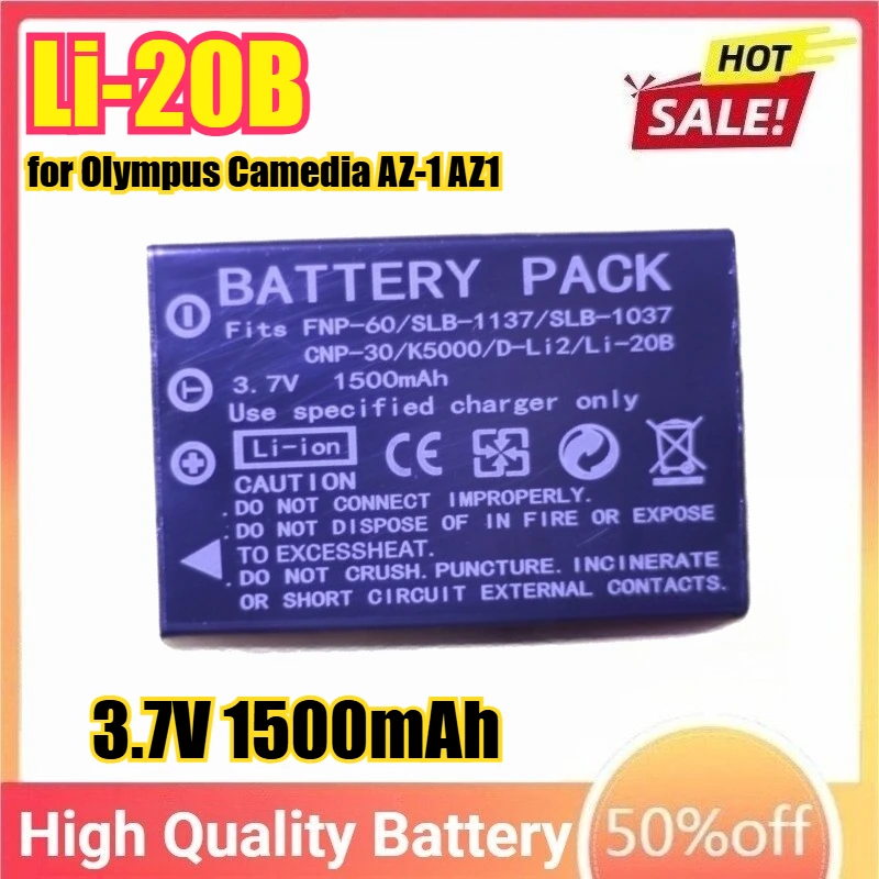 

3.7V 1500mAh Li20B LI-20B Battery for Olympus Camedia AZ-1 AZ1 AZ2 AZ-2 Zoom Ferrari Digital Model Cameras