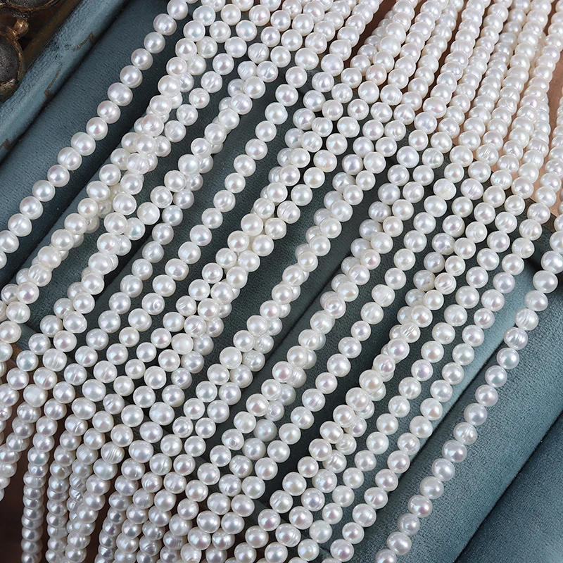 4.5-5mm cold-white threaded ne - огляд і ціна Natural Freshwater Pearl Strand Loose Beads