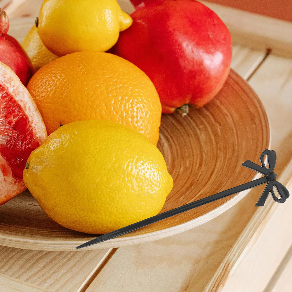 

24pcs Butterfly Food Picks Black Cartoon Bow Cake Cupcake Decorations Fruit Skewers Toothpicks Party Accessories Plastic