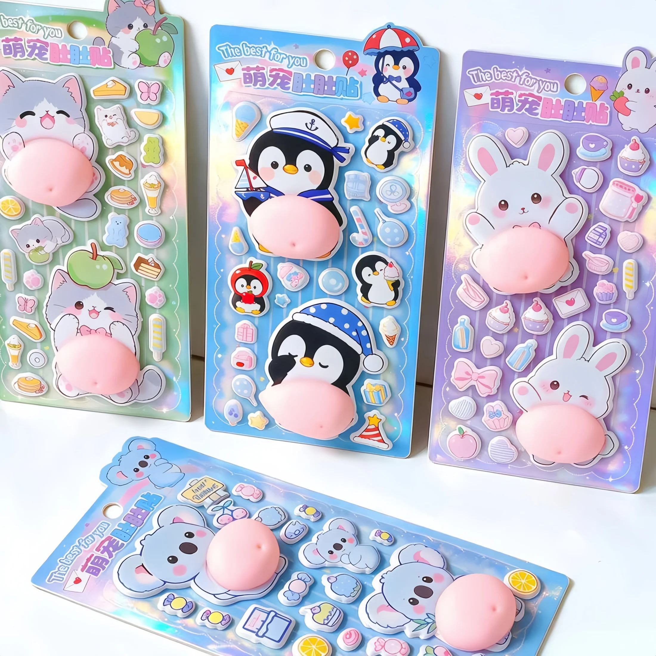 High-Appearance Cute Pet Belly Stickers, 3D Foam Animal Stickers, Phone Case Decoration Stickers, Stress-Relief Squeeze Stickers, Gift Stickers, Anti-Collision Rebound Stickers