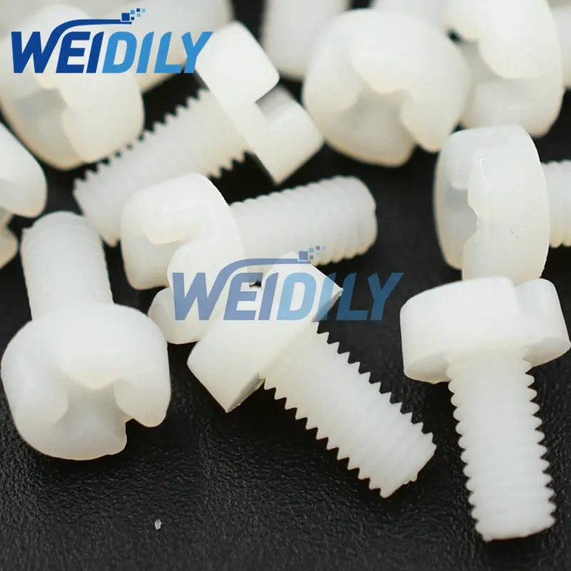 50PCS M3 Nylon White Screw Diameter 3mm Length 6mm M3x6 DIY M3*6mm phillips Round Head Screws nylon