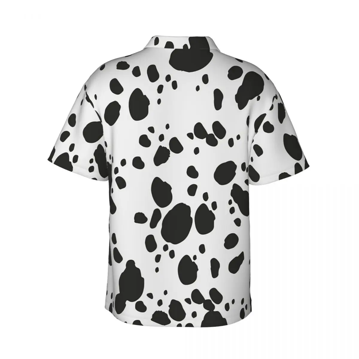 Black And Amp White Animal Print Dalmatian Dog Print Men's Shirts Hawaiian Short Sleeve Shirt Funny Button Tops for Summer Beach