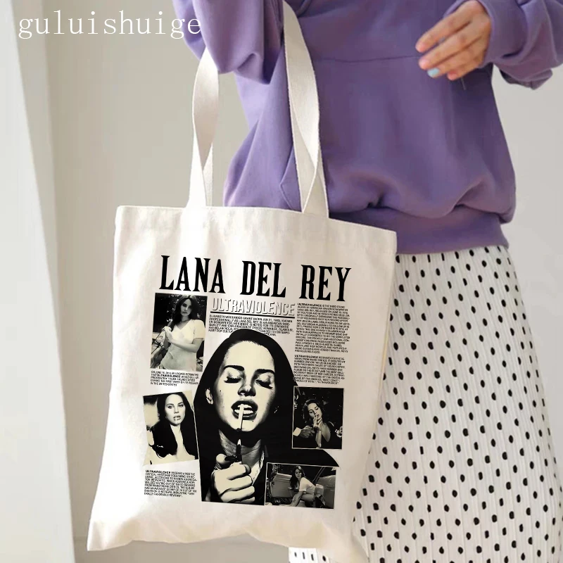 90s Lana Del Rey Ldr Shopping Bag Eco Manga Tote Harajuku Shopper Bag Women Canvas Shoulder Bag Large-capacity Large-capacity