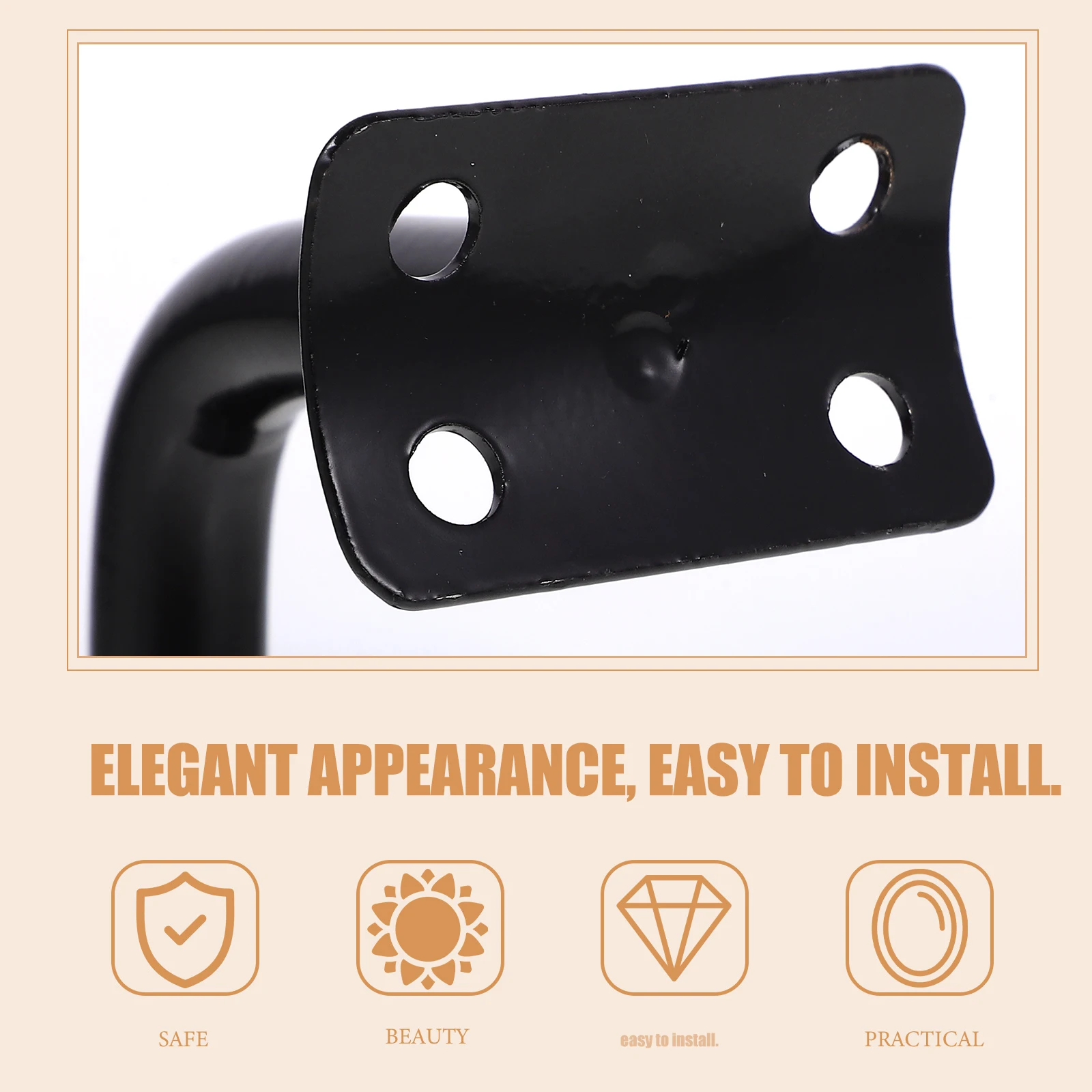 

3 Pcs Black Painted Handrail Brackets Anti corrosion Durable Elegant Suitable Hotel Restaurant Gym Office Villa Bathroom