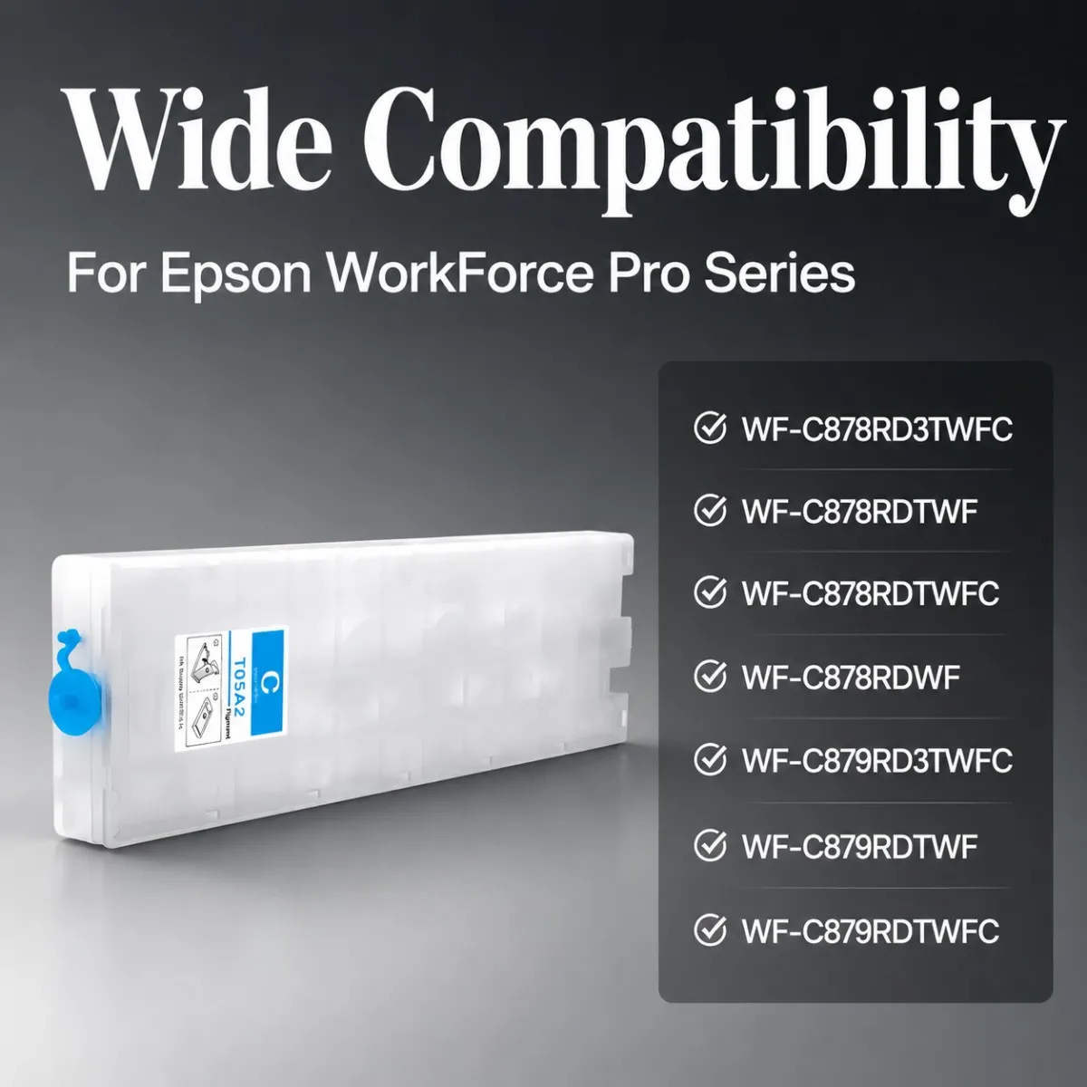 T05A T05B 1100ML Refillable Ink Cartridges No Chip For Epson WF-C878R WF-C879R WF-C878 WF-C878 C878R C879R C879 878RA Printers