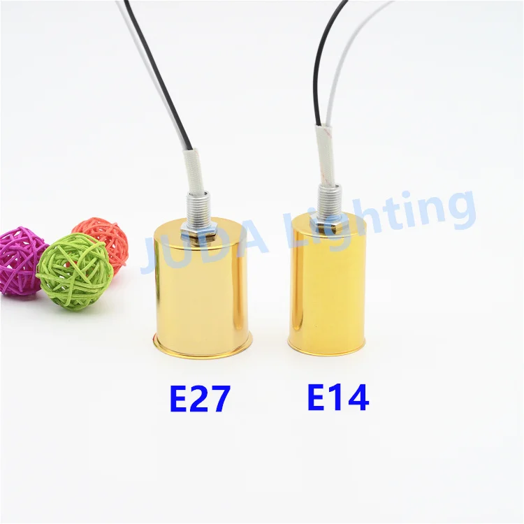 E27 Ceramic Lamp Base with Metal Cup E14 Ceramic Socket Lamp Holder for Ceiling Lamp Wall Light LED Pendant Light Iron Lamp Base
