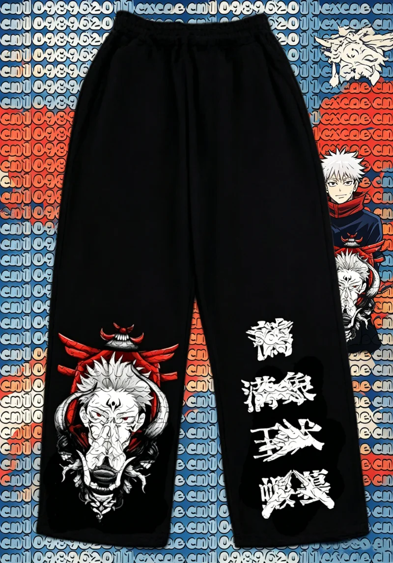 Jujutsu Kaisen Ryomen Sukuna Print Wide Loose Pants Unisex Summer Hot Sale Quick Dry Anime Trousers Men Women Sports Cool Pants