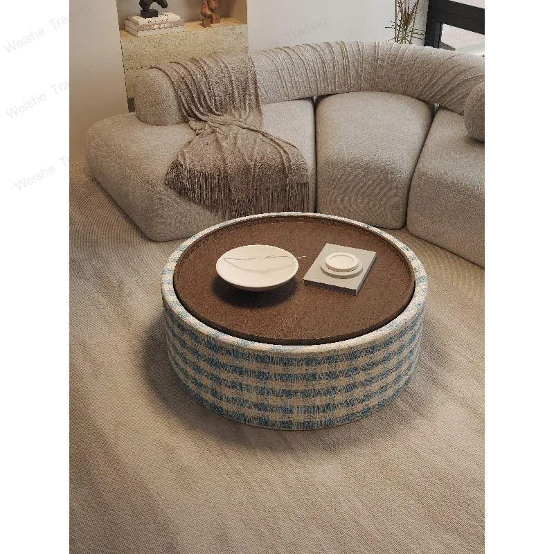 

Round coffee table living room household small apartment explosion minimalist light luxury high sense storage storage