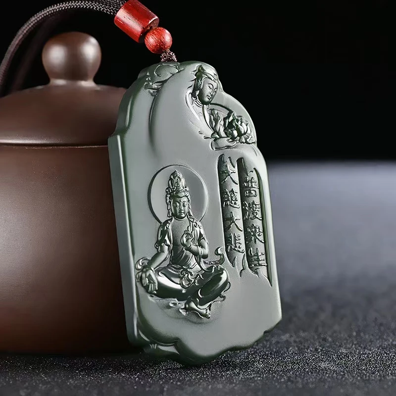 

Натуральный нефритовый кулон Гуаньинь из нефрита Хэтянь, резной, с символикой верности и справедливости, персонализированный, мужской, бутик-амулет, подарок