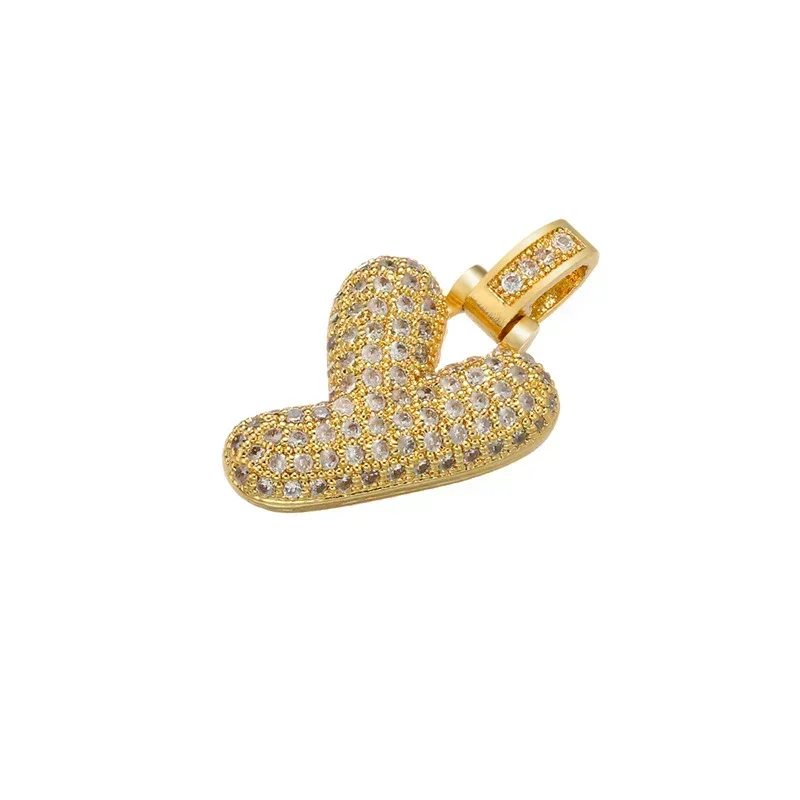 QMHJE 17*29mm Initial ABC Alphabet Crystal Chunky Letters Brass Charm Pendant Necklace Choker CZ Iced DIY Gold Color Wholesale
