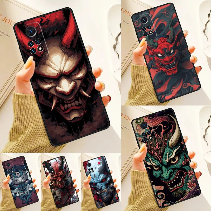 Oni mask with japanese ornament Case For Samsung Galaxy S24 Plus S23 S20 S21FE Lite S22 Ultra Note 20 S8 S9 S10 Phone Coque