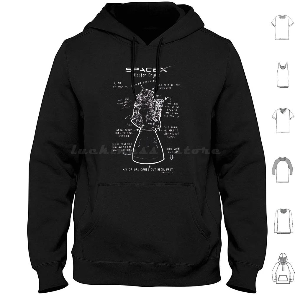 Spacex Raptor Engine Spicy Air Machine Blueprint Hoodies Long Sleeve Spacex Raptor Engine Spicy Air Machine Blueprint