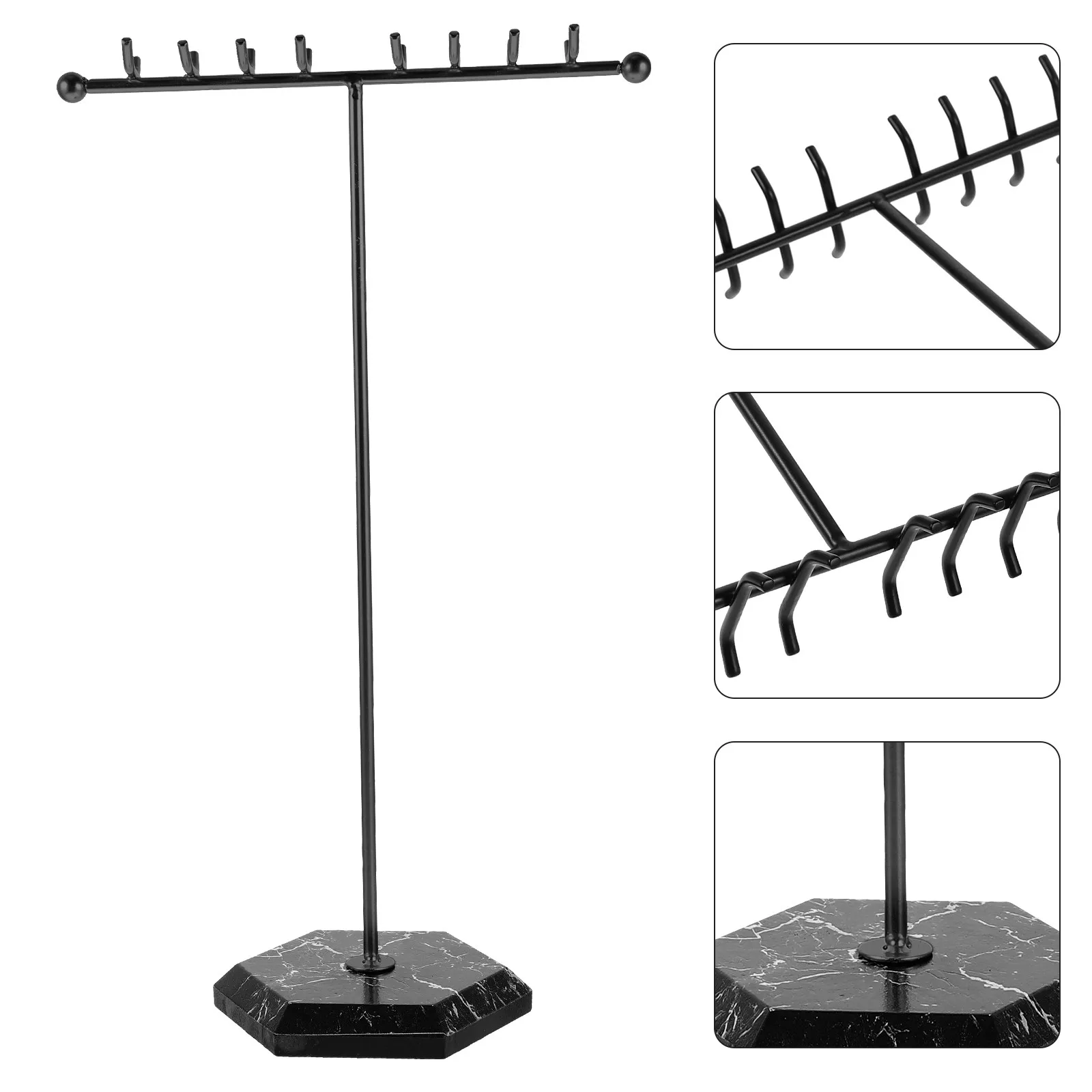 

Многофункциональная подставка для украшений в форме буквы Т с мраморным основанием для демонстрации ожерелий и серег дома и в розничных магазинах