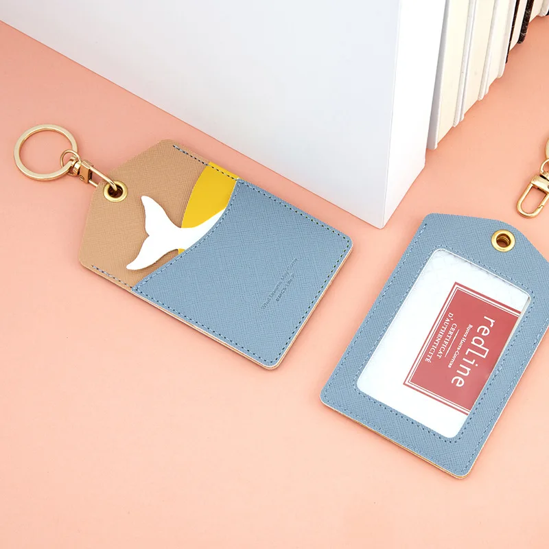 Card Holder PU Leather Credit Card Holder with Lanyard Pocket Cute   Card Slot Name Badge Holder Keychain Lanyard Card Protector
