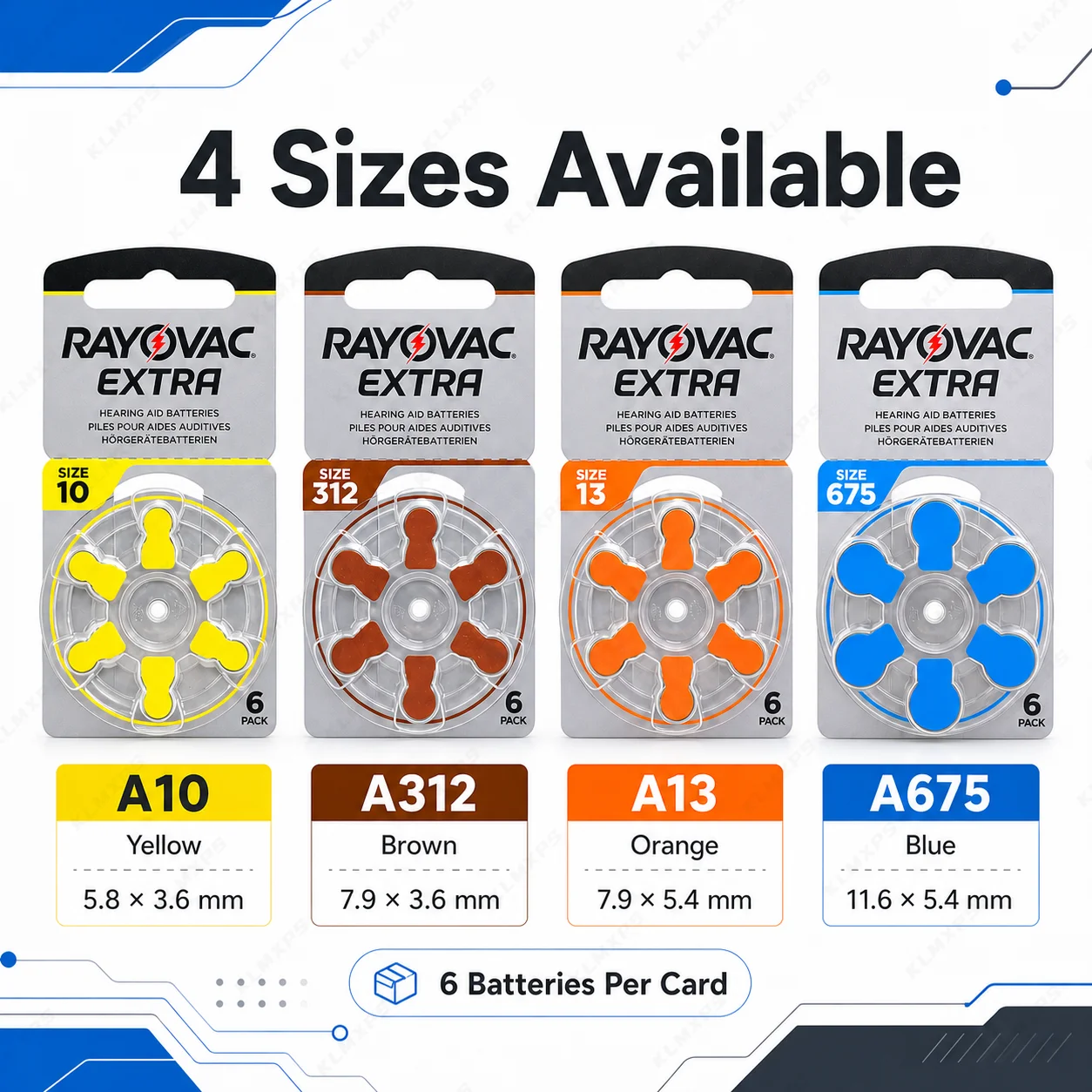 A10 A13 A312 A675 Hearing Aid Batteries 1.45V Zinc Air Button Cell Battery 6pcs Pack for Hearing Aids 60pcs