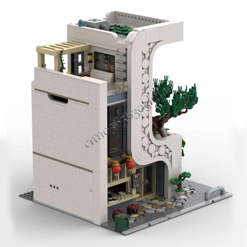 2295PCS MOC Modern City Street View Sushi House Building Model DIY Custom Puzzle Technology Creative Assembly Kids Toys Gifts