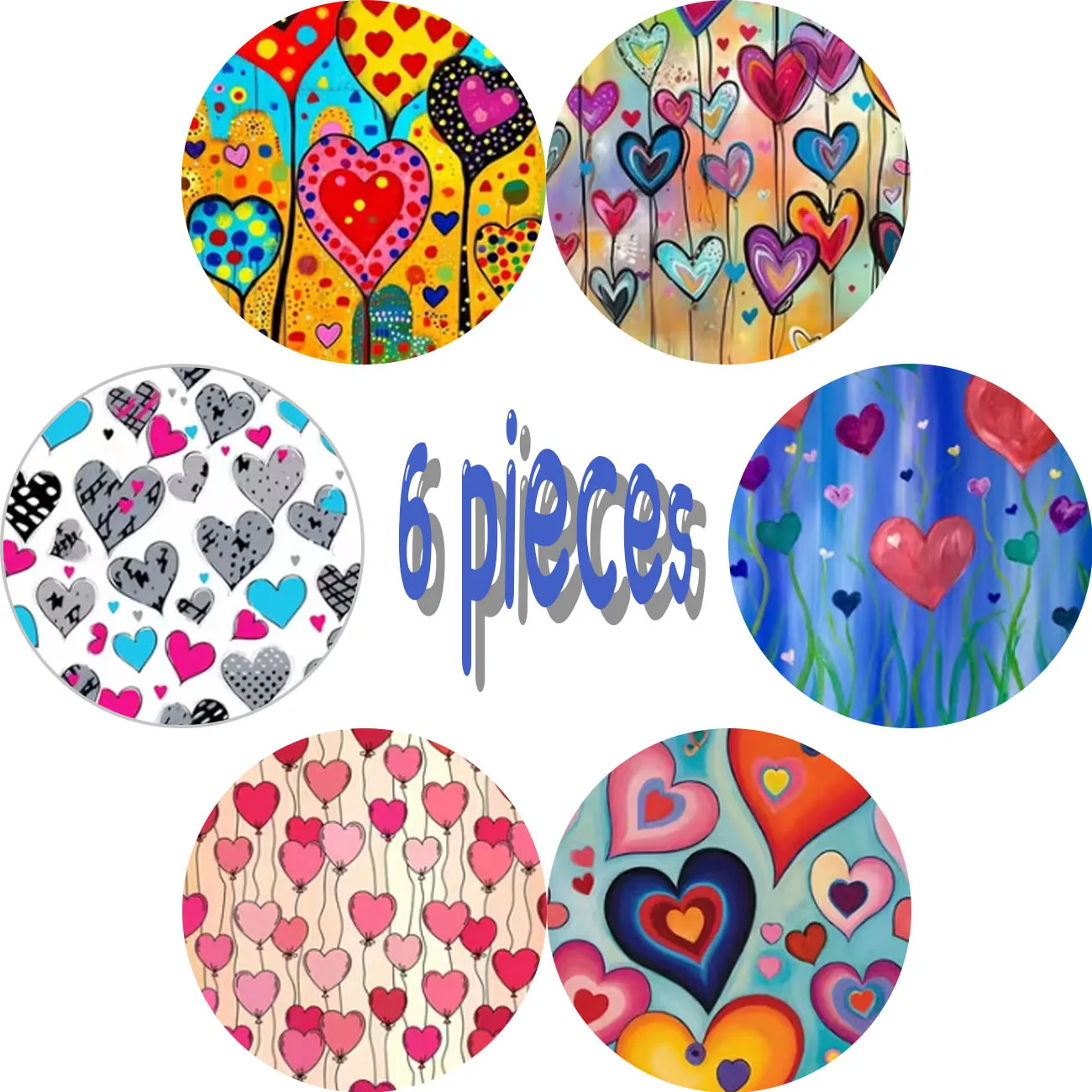 6-piece set - Love themed, wooden coaster, anti slip and heat-resistant, dining table decoration, restaurant gift