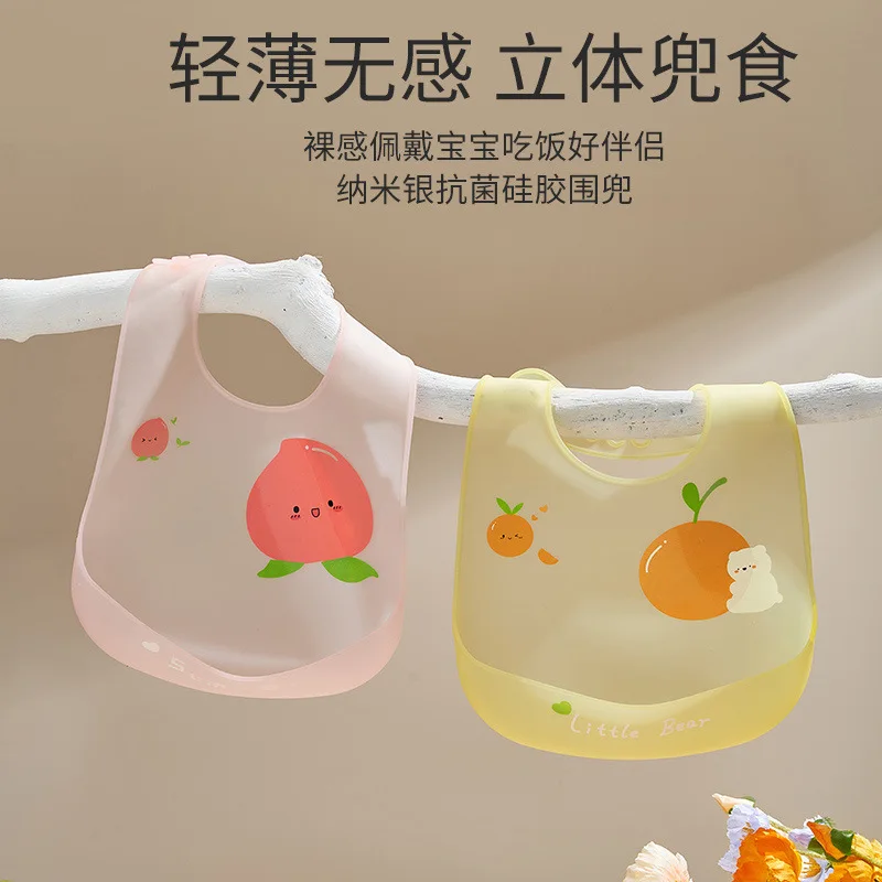 Baby Bib Waterproof Silicone Children's Eating Bib Baby Rice Pocket Female Supplementary Food Rice Pocket Baby Baby Saliva Bib