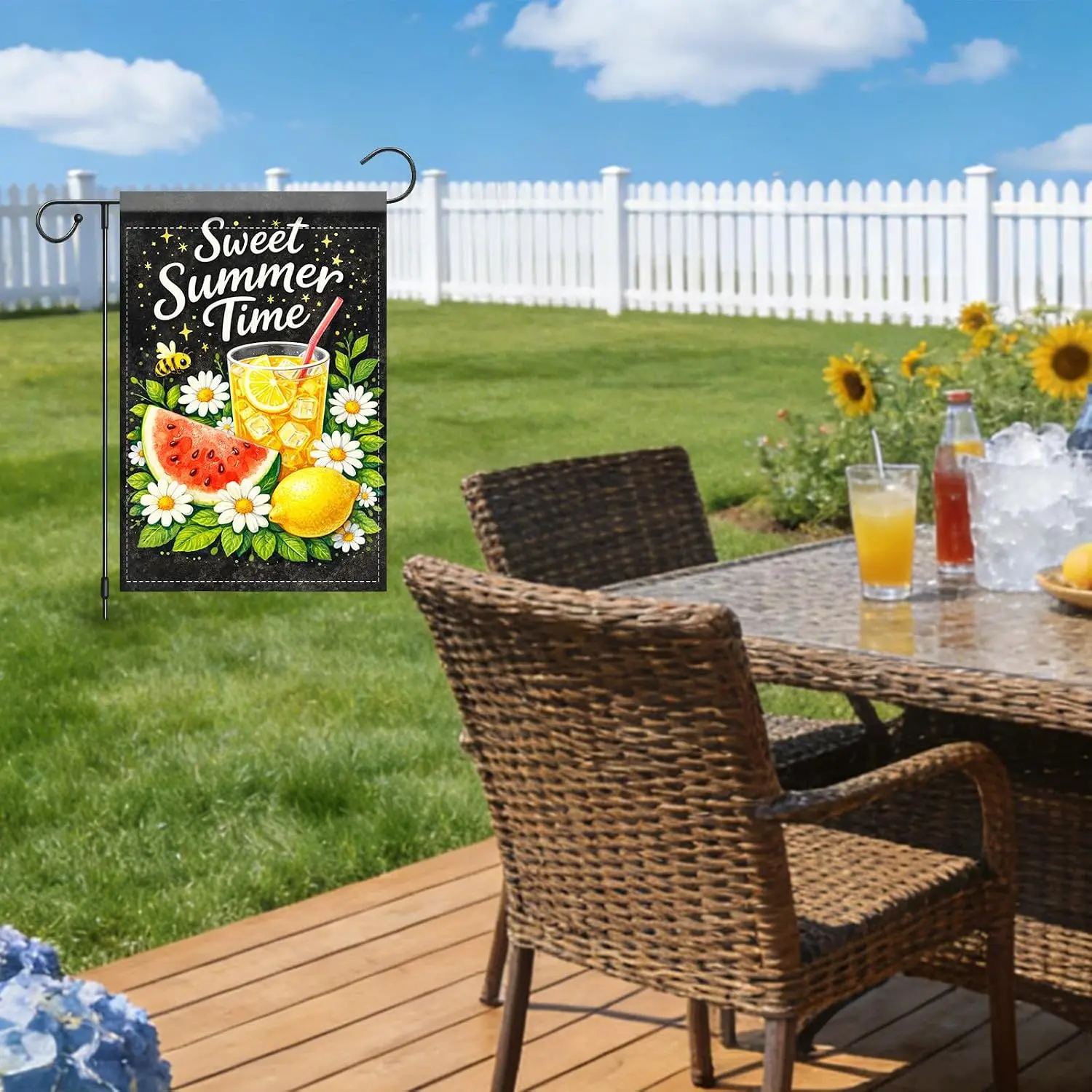 Nuxovilar Summer Garden Flag Lemon Watermelon Drink 12x18 Polyester | Summer poster photo backdrop beach decoration flag law llp