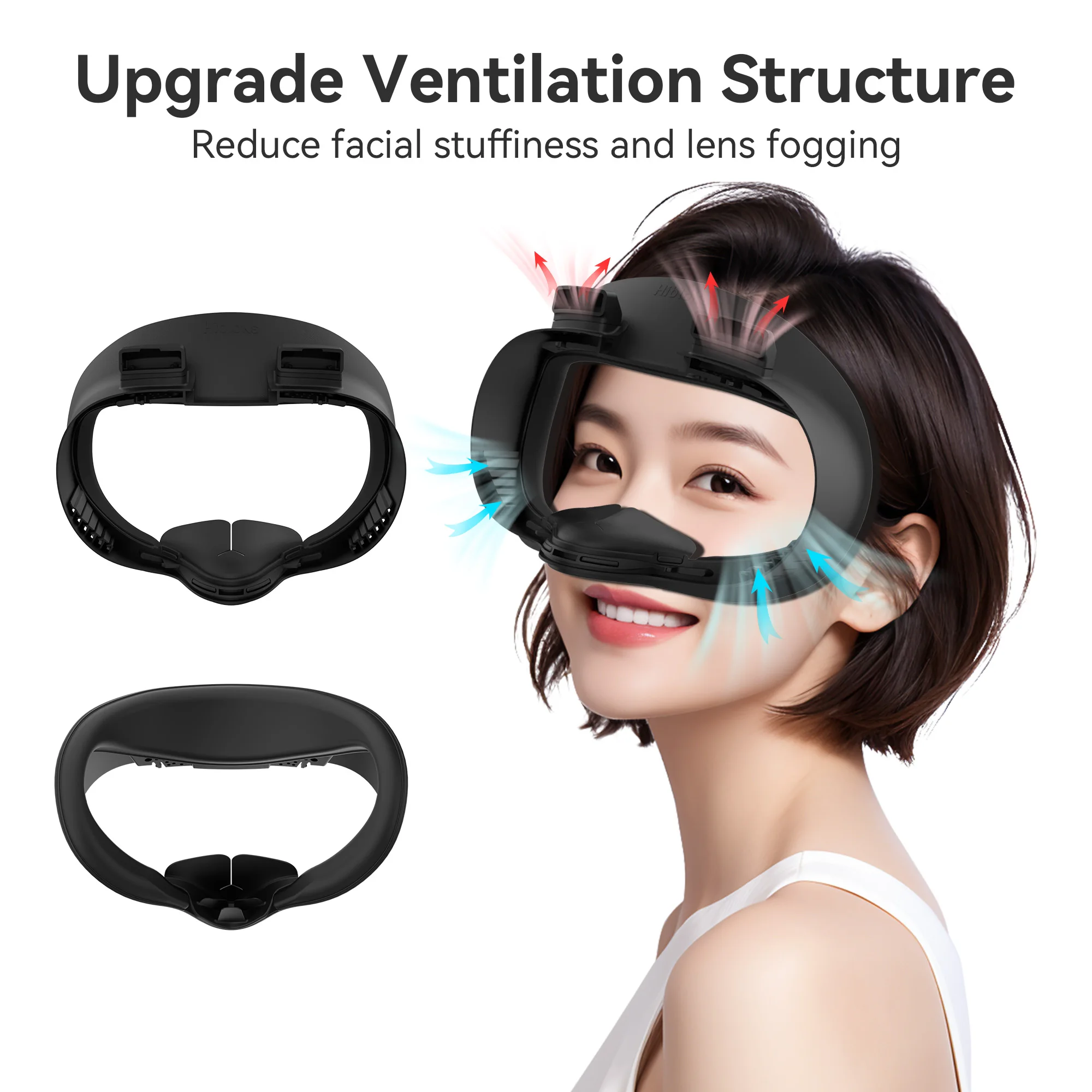 HIbloks Gesichtsbedeckungspad, Gesichtsschnittstelle für Meta Oculus Quest 3S, weiches PU-Lederpolster und Gesichtsbedeckung aus Eisseide-Baumwolle für Quest 3S – Detail 6